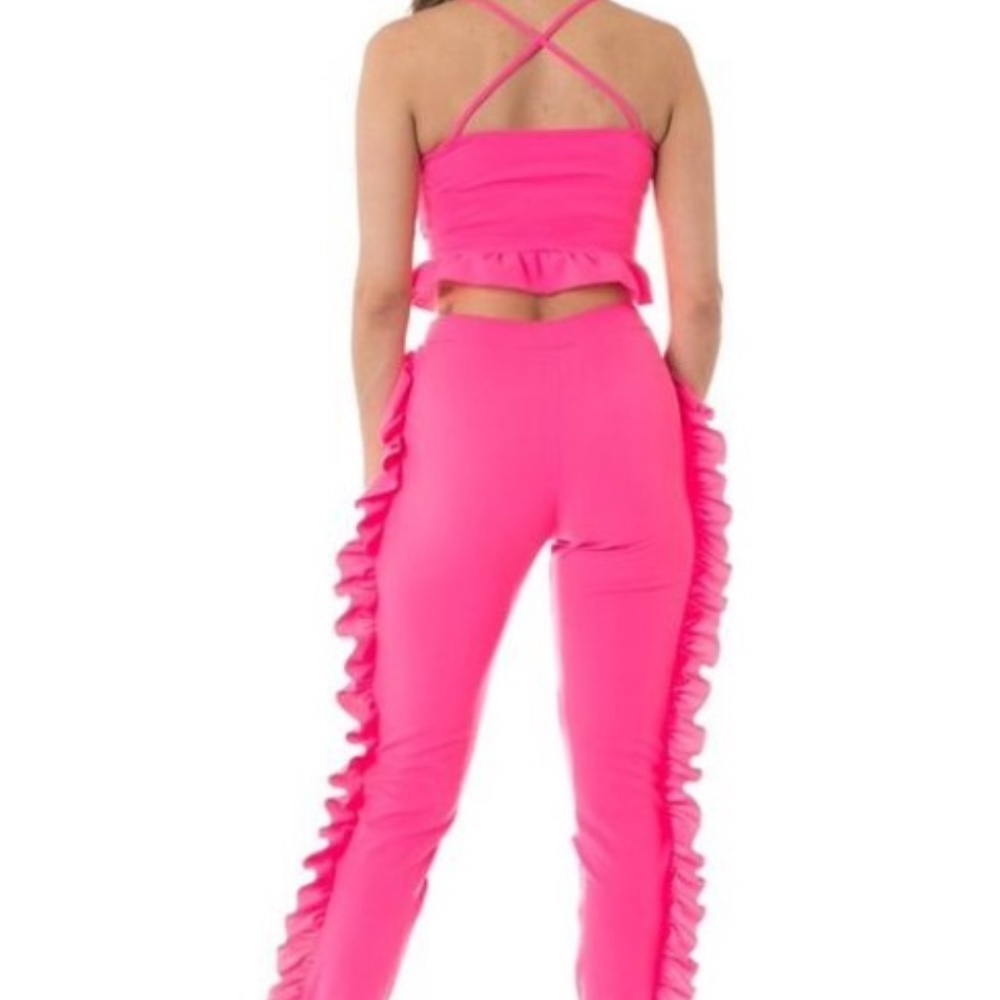 New Fuchsia Ruffle Pant Set - image 3